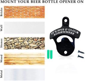 img 1 attached to KiKS Bottle Opener Wall Mounted - Unique Black Beer Opener for Man Cave and Home Bar Decor - Perfect Gift Idea for Men - Includes Mounting Kit and Gift Box