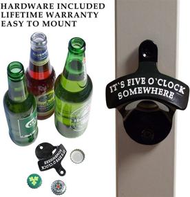 img 3 attached to KiKS Bottle Opener Wall Mounted - Unique Black Beer Opener for Man Cave and Home Bar Decor - Perfect Gift Idea for Men - Includes Mounting Kit and Gift Box