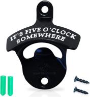 kiks bottle opener wall mounted - unique black beer opener for man cave and home bar decor - perfect gift idea for men - includes mounting kit and gift box логотип