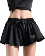 women's quick-dry double layer running yoga shorts with drawstring waist - flowy hem fitness workout athletic shorts by wsirmet логотип