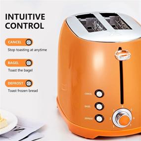 img 1 attached to 🍞 REDMOND Retro Toaster 2 Slice with Extra Wide 1.5” Slots, Stainless Steel Compact Design and 7 Bread Shade Settings for Breakfast - 800W (Orange)