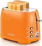 🍞 redmond retro toaster 2 slice with extra wide 1.5” slots, stainless steel compact design and 7 bread shade settings for breakfast - 800w (orange) логотип