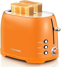 img 4 attached to 🍞 REDMOND Retro Toaster 2 Slice with Extra Wide 1.5” Slots, Stainless Steel Compact Design and 7 Bread Shade Settings for Breakfast - 800W (Orange)