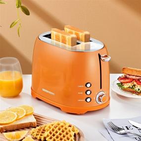 img 3 attached to 🍞 REDMOND Retro Toaster 2 Slice with Extra Wide 1.5” Slots, Stainless Steel Compact Design and 7 Bread Shade Settings for Breakfast - 800W (Orange)