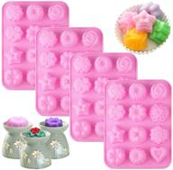 ocmoiy silicone wax mold for candle making - 4 pack flower wax melt molds with 12 cavities - rose, jasmine, vanilla, magnolia shapes logo