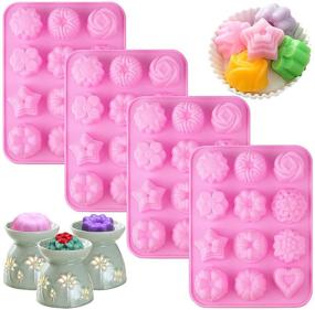 img 4 attached to Ocmoiy Silicone Wax Mold for Candle Making - 4 Pack Flower Wax Melt Molds with 12 Cavities - Rose, Jasmine, Vanilla, Magnolia Shapes