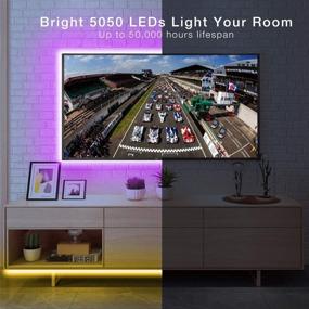 img 1 attached to Hyrion 5050 Music Sync LED Light Strip with IR Remote, 65.6ft RGB Color Changing 🌈 LED Strip Lights for Bedroom, Living Room, Kitchen, Party, Home Decor (IR Remote + 32.8ft x 2)