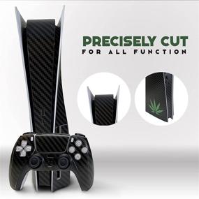 img 2 attached to 🌿 Skinlit PS5 Vinyl Skin Decal Cover - Durable, Scratch Resistant, Enhanced Grip, Bubble-Free Sticker (Digital Edition, Marijuana Black Carbon Fiber)