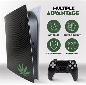 img 3 attached to 🌿 Skinlit PS5 Vinyl Skin Decal Cover - Durable, Scratch Resistant, Enhanced Grip, Bubble-Free Sticker (Digital Edition, Marijuana Black Carbon Fiber)