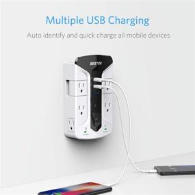 img 3 attached to Get Ultimate Power and Protection with BESTEK 7-Outlet Wall Tap Surge Protector with Swivel Outlets, 3 USB Charging Ports, and Top Phone Holder