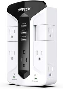 img 4 attached to Get Ultimate Power and Protection with BESTEK 7-Outlet Wall Tap Surge Protector with Swivel Outlets, 3 USB Charging Ports, and Top Phone Holder
