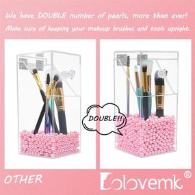 img 1 attached to Dolovemk Acrylic Makeup Brush Holder Organizer: Dustproof Box with Lid for Dressing Tables and Bathrooms - Pink Pearl