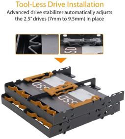 img 1 attached to Flex-FIT Quattro MB344SP: Tool-Less Dual 2X 2.5” HDD/SSD Mounting Bracket (4 Bays) for External 5.25” Bay by ICY DOCK