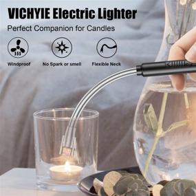 img 3 attached to VICHYIE Electric Lighter Long with Multi-Protect Safety Systems & Flexible Neck & LED Battery Display - Rechargeable Candle Lighter for Scented Candle Camping Cooking BBQs Fireworks (Black)