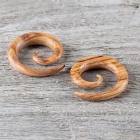 img 1 attached to 💚 Sustainable Spiral Taper Earrings for Gauged Ears - Organic Wood Ear Stretching Gauges - Plugs Sold as Pair