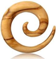 💚 sustainable spiral taper earrings for gauged ears - organic wood ear stretching gauges - plugs sold as pair logo