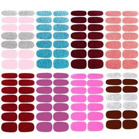 img 2 attached to 💅 WOKOTO 20 Pcs Solid Fingernail Nail Polish Wraps Stirips with 1 Nail File Kit: Mix of Color, Glitter, and Solid Shades - Easy Application Gel Nail Sticker Strips Kit for Women