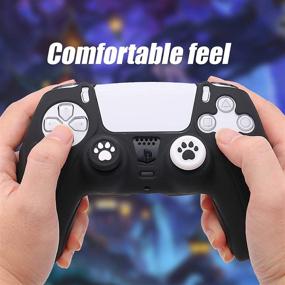 img 3 attached to Enhance Gaming Experience with PS5 Controller Grip 🎮 Cover, Black Skin, Silicone Case & Thumb Grips Set