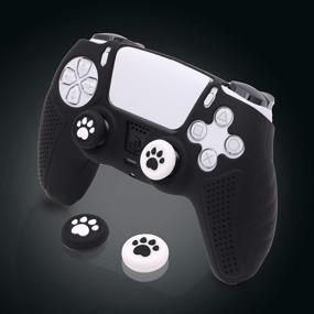 img 2 attached to Enhance Gaming Experience with PS5 Controller Grip 🎮 Cover, Black Skin, Silicone Case & Thumb Grips Set