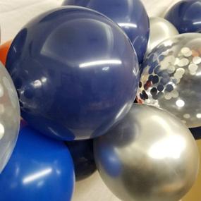 img 1 attached to 🎈 207-Piece Joy Party Outer Space Balloons Pack - Metallic Silver Navy Orange Blue Latex Balloons for Baby Shower Birthday Party Supplies