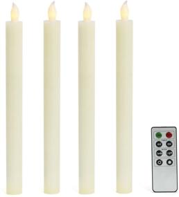 img 3 attached to 🕯️ 10 Inch LED Flameless Taper Candles - Battery Operated, Ivory Wax, Flickering Warm White Light - Set of 4 with Remote Control and Timer