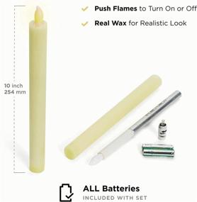 img 1 attached to 🕯️ 10 Inch LED Flameless Taper Candles - Battery Operated, Ivory Wax, Flickering Warm White Light - Set of 4 with Remote Control and Timer