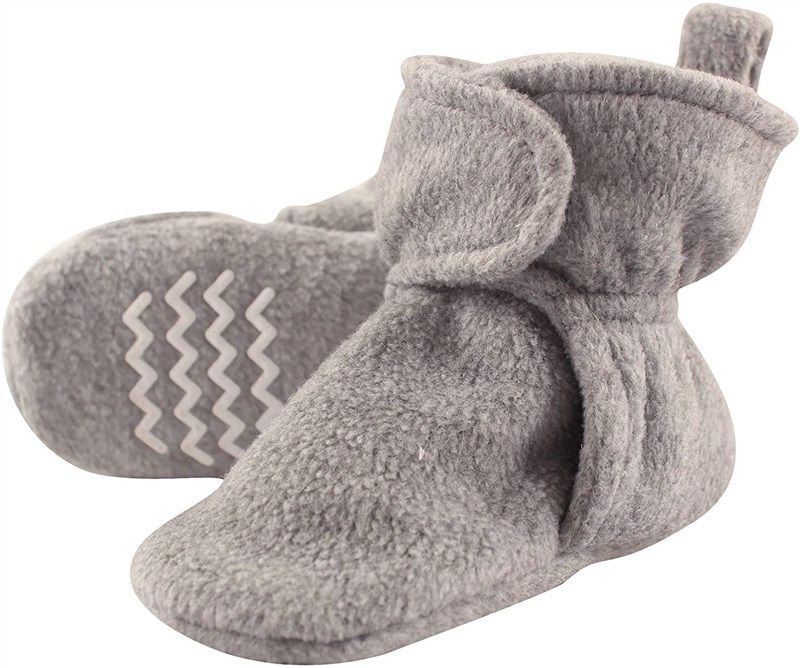 hudson baby fleece booties heather logo