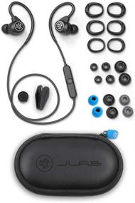 img 2 attached to 🎧 Беспроводные наушники JLab Epic Sport2, черные, активный образ жизни, батарея на 20+ часов, Bluetooth 5.0, защита от пота IP66, встроенные микрофоны, шумоизоляция, дополнительные гелиевые насадки и амбушюры.