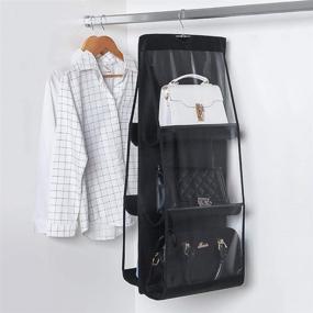 img 1 attached to 👜 Inheming Handbag Organizer: Dust-Proof Space Saver Storage Bag with 6 Pockets for Wardrobe Closet Handbags Storage in Black