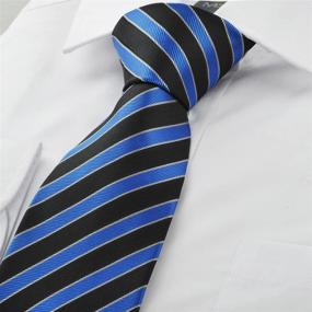 img 2 attached to KissTies Mens Striped Necktie Black Men's Accessories for Ties, Cummerbunds & Pocket Squares