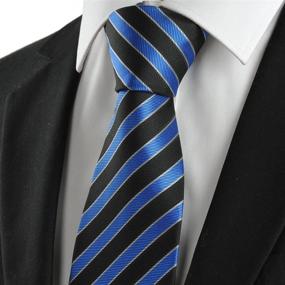 img 3 attached to KissTies Mens Striped Necktie Black Men's Accessories for Ties, Cummerbunds & Pocket Squares