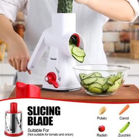 img 2 attached to 🧀 Highly Efficient Rotary Cheese Grater and Mandoline Vegetable Slicer with 3 Detachable Drum Blades - Dishwasher Safe Kitchen Tool for Grinding Cheese, Vegetables, Nuts, and More