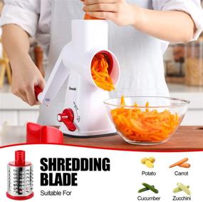 img 1 attached to 🧀 Highly Efficient Rotary Cheese Grater and Mandoline Vegetable Slicer with 3 Detachable Drum Blades - Dishwasher Safe Kitchen Tool for Grinding Cheese, Vegetables, Nuts, and More