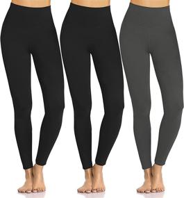 img 4 attached to 🩲 3 Pack Women's High Waist Tummy Control Yoga Pants - Buttery Soft Leggings with Non-See-Through Fabric, Ideal for Workout, Running, and Spandex Workout Tights