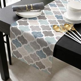 img 3 attached to Stylish Burlap Linen Table Runner with Geometric Designs