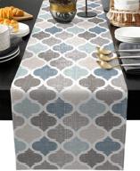 stylish burlap linen table runner with geometric designs logo