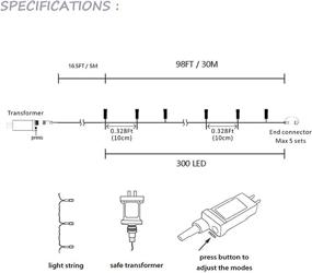 img 2 attached to 🎄 Красивые 300 LED наружные рождественские огни Kemooie - 99 футов подключаемой сказочной световой гирлянды с 8 режимами освещения - водонепроницаемые для наружного рождественского дерева, хэллоуинской свадебной вечеринки и садовых украшений в фиолетовом цвете.