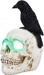 img 2 attached to 🎃 SAND MINE Halloween Lighted Resin Skull Statue - Spooky Table Decorations & Centerpieces for Haunted House Parties!
