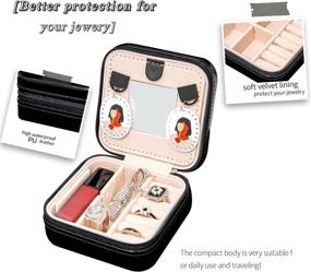 img 2 attached to 💼 Compact Travel Jewelry Case with Mirror - Elegant & Functional Organizer for Girls and Women (B-Black)
