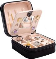 💼 compact travel jewelry case with mirror - elegant & functional organizer for girls and women (b-black) logo