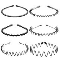 👑 lurrose 6pcs unisex wavy headband metal hair hoop - trendy headwear hair accessories for women and men logo