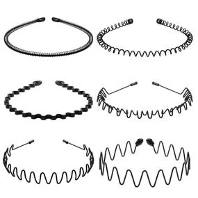 img 4 attached to 👑 Lurrose 6Pcs Unisex Wavy Headband Metal Hair Hoop - Trendy Headwear Hair Accessories for Women and Men