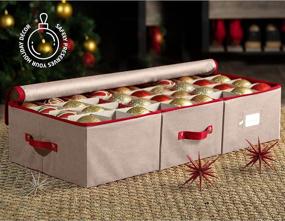 img 3 attached to 🎄 ZOBER Underbed Christmas Ornament Storage Box - Holds 72 Standard 4 Inch Ornaments, Xmas Holiday Accessories with Dividers & Zippered Closure