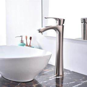 img 1 attached to 🚰 KINGO HOME Contemporary Single Handle Tall Vessel Sink Brushed Nickel Faucet: Stylish Basin Mixer Tap for Vanity Bathroom