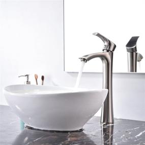 img 2 attached to 🚰 KINGO HOME Contemporary Single Handle Tall Vessel Sink Brushed Nickel Faucet: Stylish Basin Mixer Tap for Vanity Bathroom