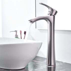 img 4 attached to 🚰 KINGO HOME Contemporary Single Handle Tall Vessel Sink Brushed Nickel Faucet: Stylish Basin Mixer Tap for Vanity Bathroom