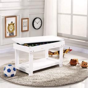 img 1 attached to 🧒 YouHi Kids Activity Table: Double White Table with Board and Storage for Bricks Activity Play