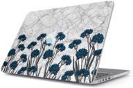 🌸 stylish blue floral white marble macbook air 13 inch case: burga hard case cover - model a1466/a1369 logo