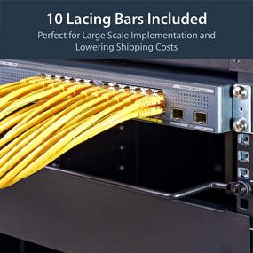 img 1 attached to StarTech.com 19-Inch Server Rack Cable Management Lacing Bar - 2-Inch Offset at 75 Degrees - Network Rack-Mount Cord Organizer (10-Pack) - CMLB102