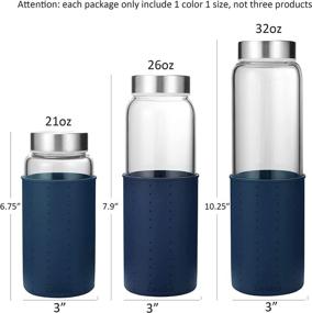 img 1 attached to 🧊 Zenbo Glass Water Bottles: Premium Glass Drinking Bottles with Silicone Sleeve - Choose from 32oz, 26oz, or 21oz Capacity